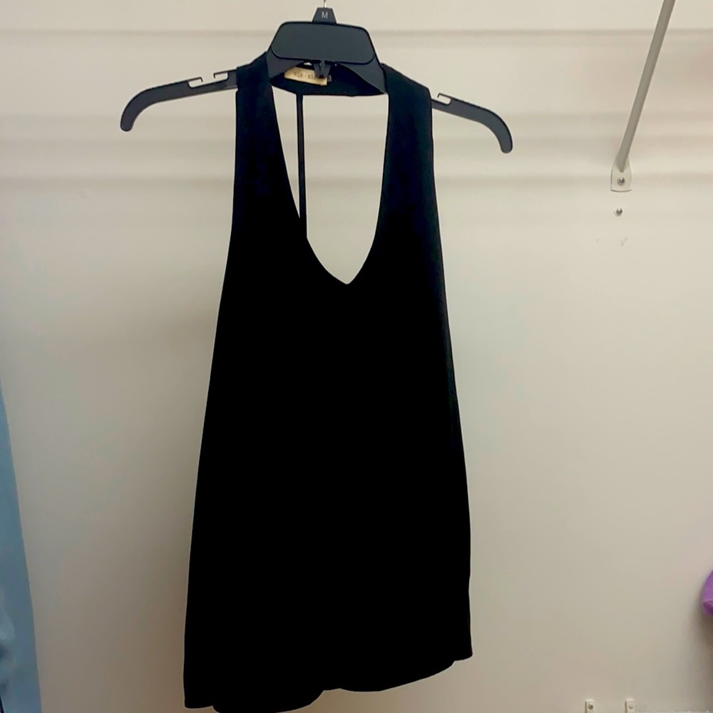 T Back Black Chiffon Flowy Top